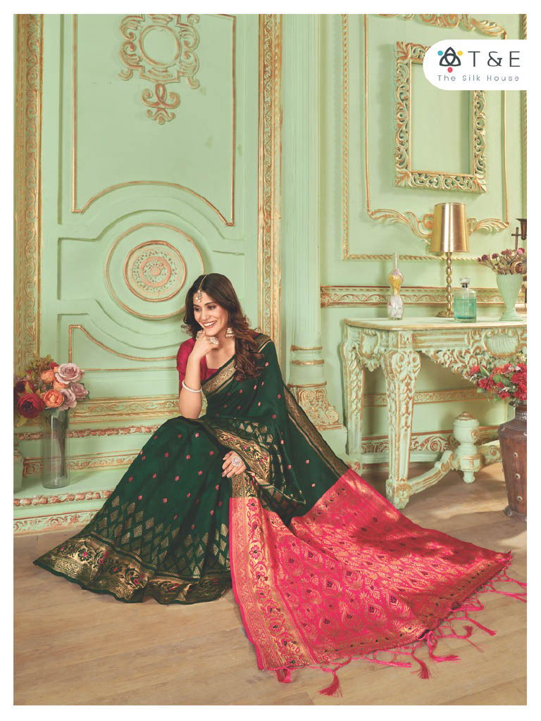 T And E Anika Silk Colors Party Wear Sarees Catalog